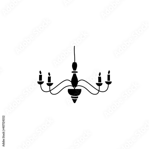 chandelier ceiling lamp silhouette doodle sketch style icon. classic lamp isolated on white background simple ink hand drawn Vector illustration