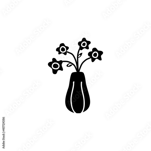 flower vase silhouette doodle sketch style icon. isolated on white background simple ink hand drawn Vector illustration