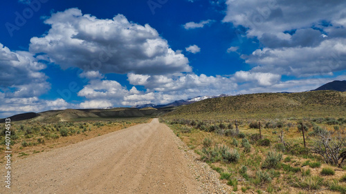 Dirt road heading into the ruby mountains in Nevada