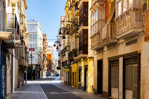 View of streets and houses of Cartagena city in Region of Murcia, Spain