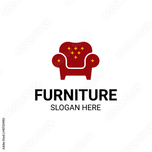 Modern Unique Furniture and Household with Sofa or Chair Icon Logo Vector Design Template Isolated.