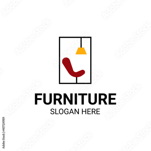Modern Unique Furniture and Household with Sofa or Chair Icon Logo Vector Design Template Isolated.