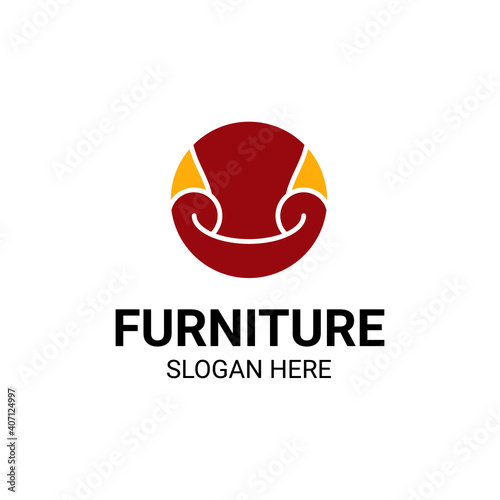 Modern Unique Furniture and Household with Sofa or Chair Icon Logo Vector Design Template Isolated.