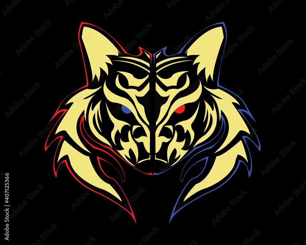 illustration vector design graphic of cat tribal