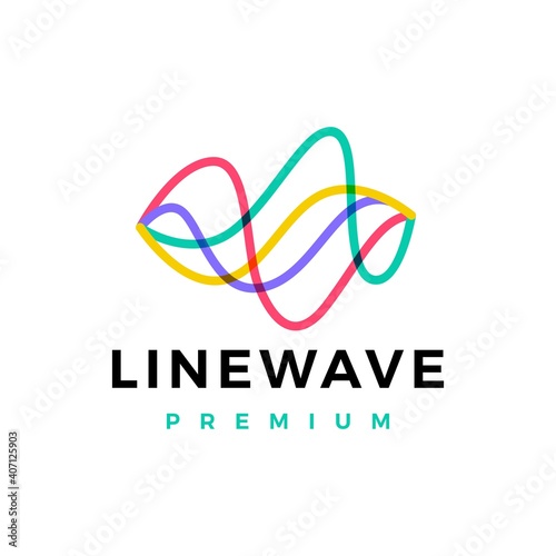 line wave flow abstract overlap color logo vector icon illustration