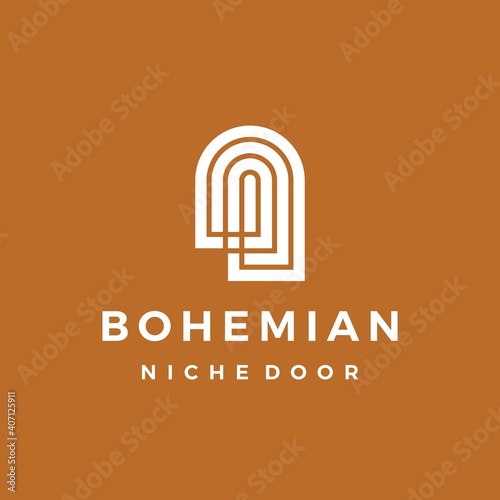 boho niche door bohemian logo vector icon illustration