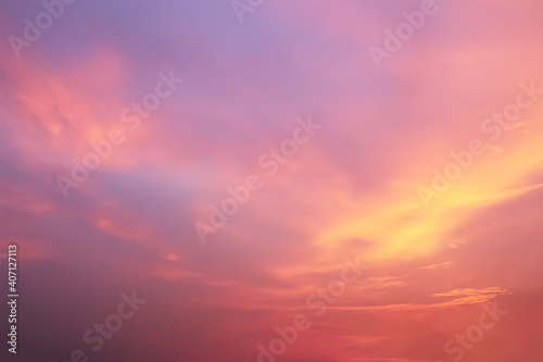 Fototapeta Naklejka Na Ścianę i Meble -  Dramatic atmosphere panorama view of colorful blurry and soft twilight sky and cloud background for silhouette graphic presentation.