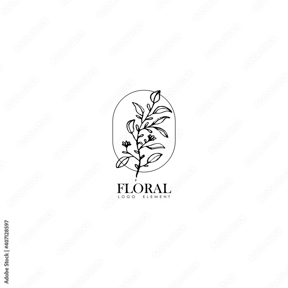 Simple and clean floral logo template.