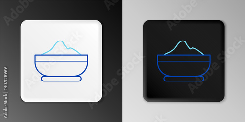 Line Flour bowl icon isolated on grey background. Baking Ingredients. Healthy organic food. Kitchen utensils cup. Dough cooking. Colorful outline concept. Vector.