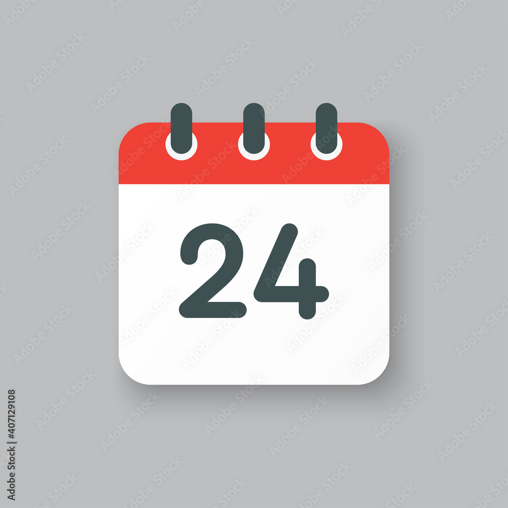 Vector icon calendar day number 24, 24th day month Vector icon calendar day number 24, 24th day month