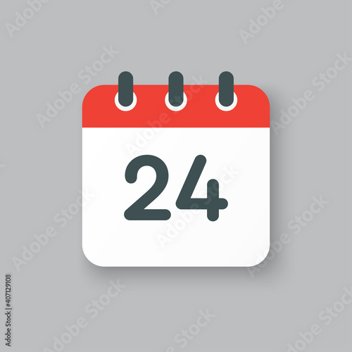 Vector icon calendar day number 24, 24th day month