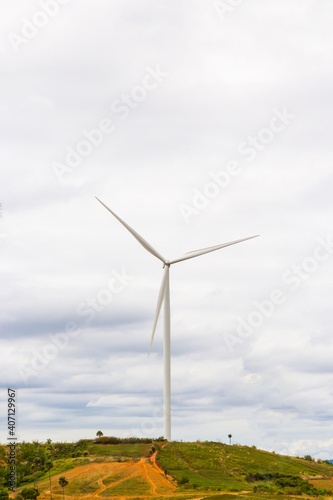 Wind generator on mountain for power clean generate