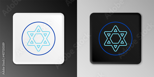 Line Star of David icon isolated on grey background. Jewish religion symbol. Symbol of Israel. Colorful outline concept. Vector.