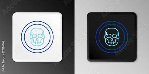 Line Mexican skull coin icon isolated on grey background. Colorful outline concept. Vector.