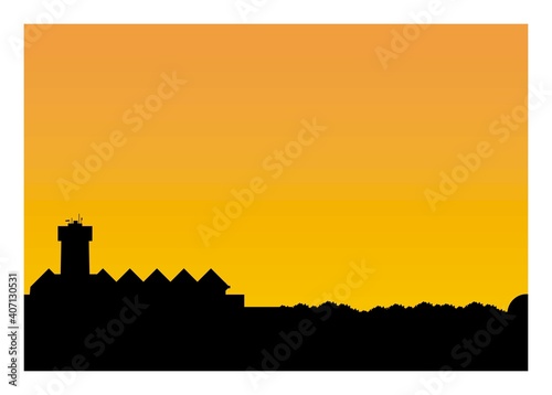 Airport building silhouette. Simple flat illustration