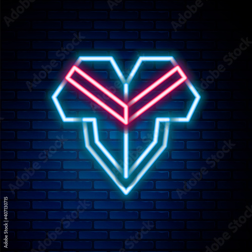 Glowing neon line Traditional mexican poncho clothing icon isolated on brick wall background. Colorful outline concept. Vector.
