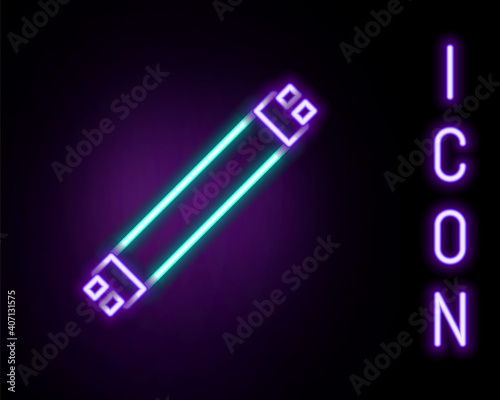 Glowing neon line Long luminescence fluorescent energy saving lamp icon isolated on black background. Colorful outline concept. Vector.