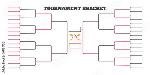 32 team tournament bracket championship template flat style design vector illustration isolated on white background. Championship bracket schedule for baseball game.