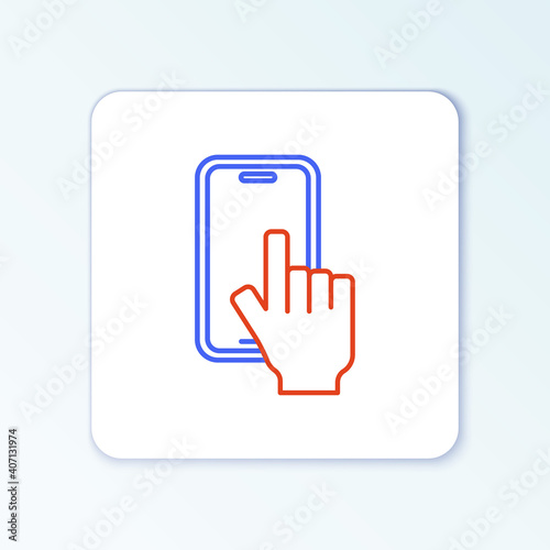 Line Phone repair service icon isolated on white background. Adjusting, service, setting, maintenance, repair, fixing. Colorful outline concept. Vector.