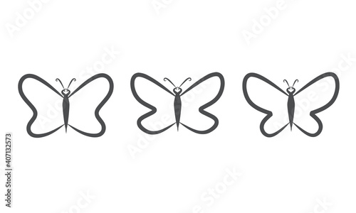 Set of abstract line art butterfly. isolated white insect element templates. vector © Aprilia Yusuf