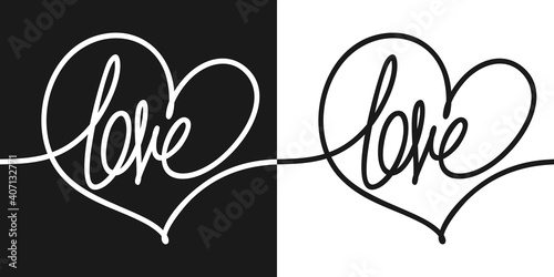Seamless Abstract Love Symbol Heart Continuous Line Art Drawing Vector Illustration