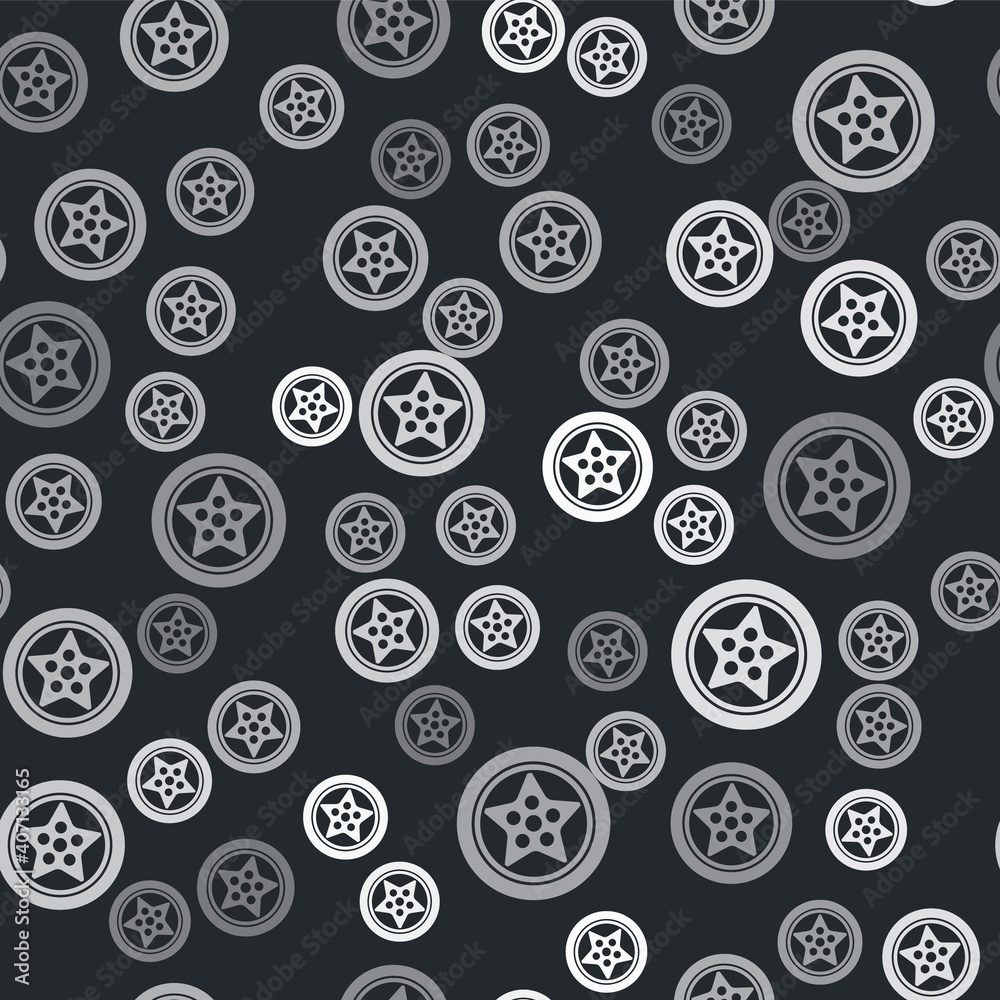Grey Car wheel icon isolated seamless pattern on black background. Vector. Grey Car wheel icon isolated seamless pattern on black background. Vector.