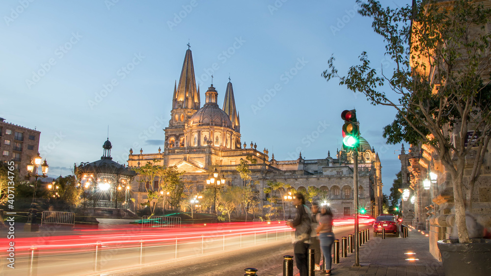 Fototapeta premium city at night, Guadalajara