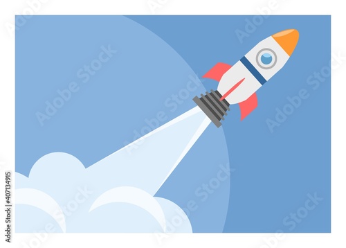 Startup rocket. Simple flat illustration
