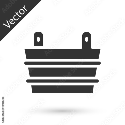 Grey Sauna bucket icon isolated on white background. Vector.