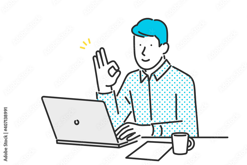 リモートワークで仕事をするビジネスパーソンのイラスト素材 リモートワークで仕事をするビジネスパーソンのイラスト素材