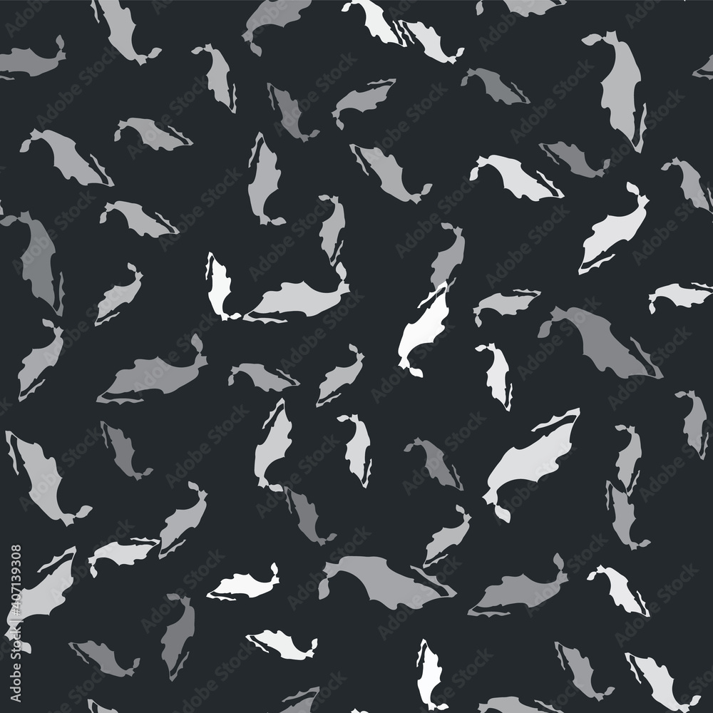 Grey Map of mexican icon isolated seamless pattern on black background. Vector. Grey Map of mexican icon isolated seamless pattern on black background. Vector.