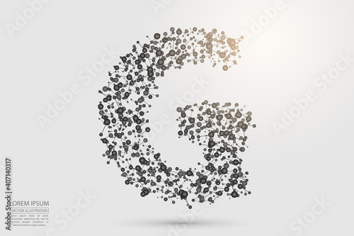 English letters abstract font consists 3d of triangles, lines, dots and connections. Vector illustration EPS 10.