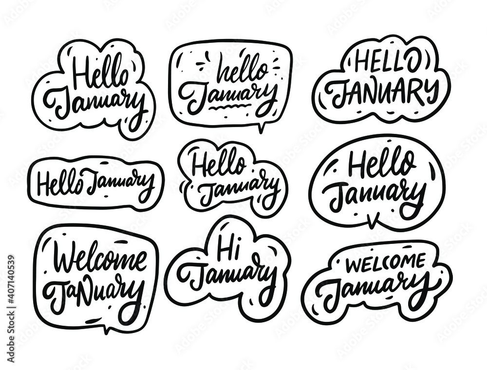 A set of phrases celebrating January: 