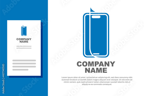 Blue Glass screen protector for smartphone icon isolated on white background. Protective film for glass. Transparent soft glass for mobile phone. Logo design template element. Vector.