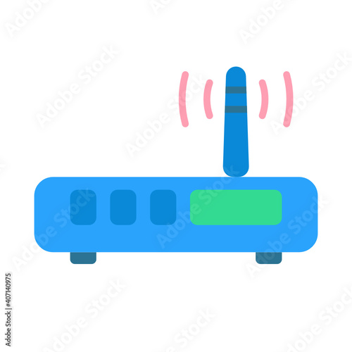 Internet service wireless router / modem flat vector icon for apps and websites