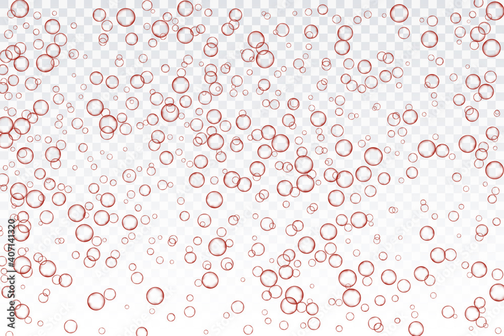 Red air bubbles, oxygen, champagne crystal clear, isolated on a transparent background of modern design. Vector illustration of EPS 10. Red air bubbles, oxygen, champagne crystal clear, isolated on a transparent background of modern design. Vector illustration of EPS 10.
