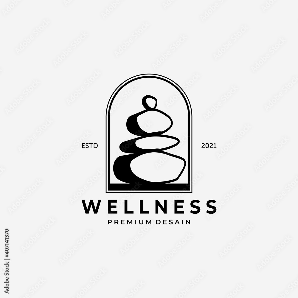Emblem of Wellness Balance Logo Line Art and Vintage, Zen Vector Illustration, Spa Design Concept Emblem of Wellness Balance Logo Line Art and Vintage, Zen Vector Illustration, Spa Design Concept