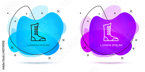 Line Sport boxing shoes icon isolated on white background. Wrestling shoes. Abstract banner with liquid shapes. Vector.