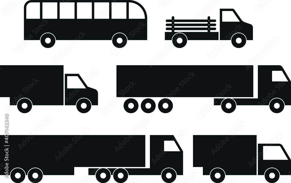 Transport icon collection - vector silhouette. EPS10 Transport icon collection - vector silhouette. EPS10