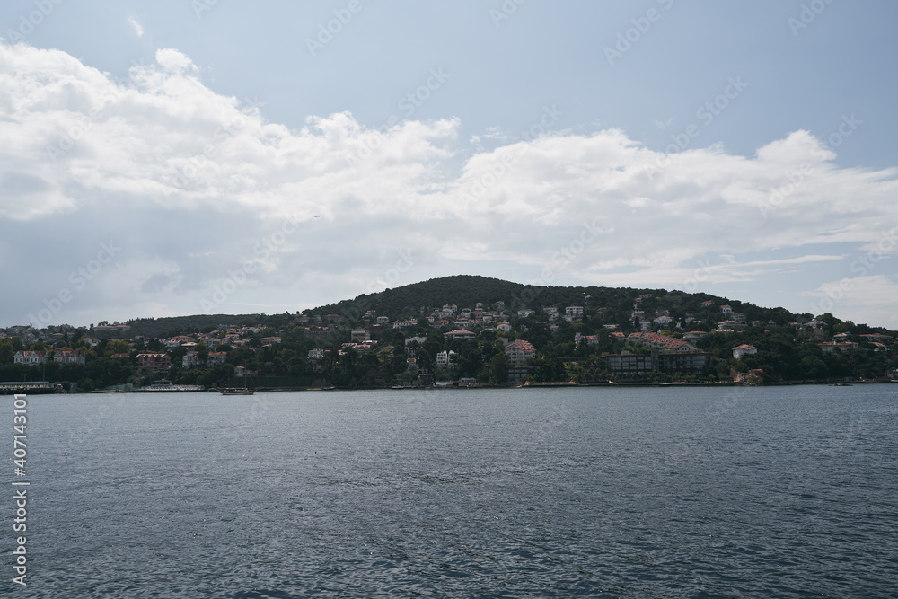 Buyukada Island view from the sea. Resor island near Istanbul, Turkey.