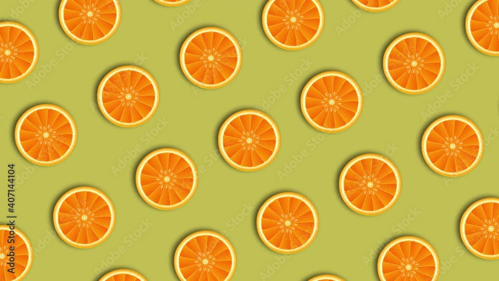orange fruit slices in pattern loop animation 4K