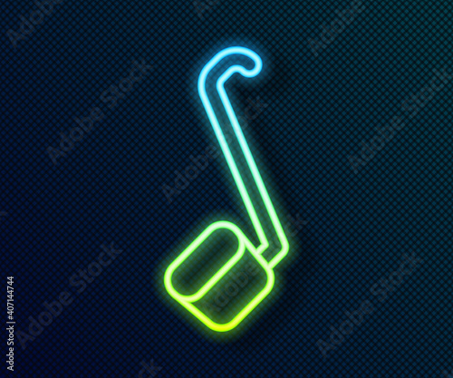 Glowing neon line Sauna ladle icon isolated on black background. Vector.
