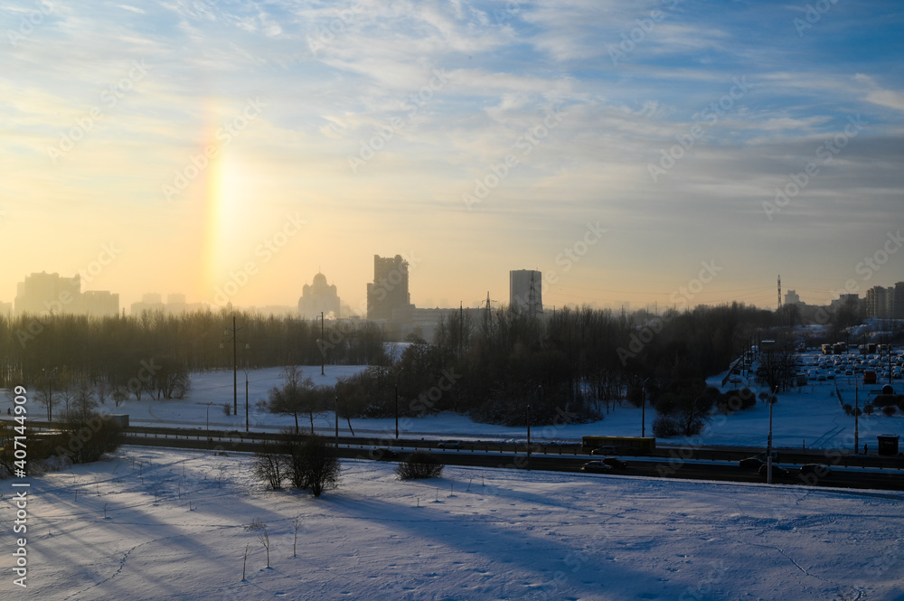 Photo of heavenly clouds on nature winter in the city Photo of heavenly clouds on nature winter in the city
