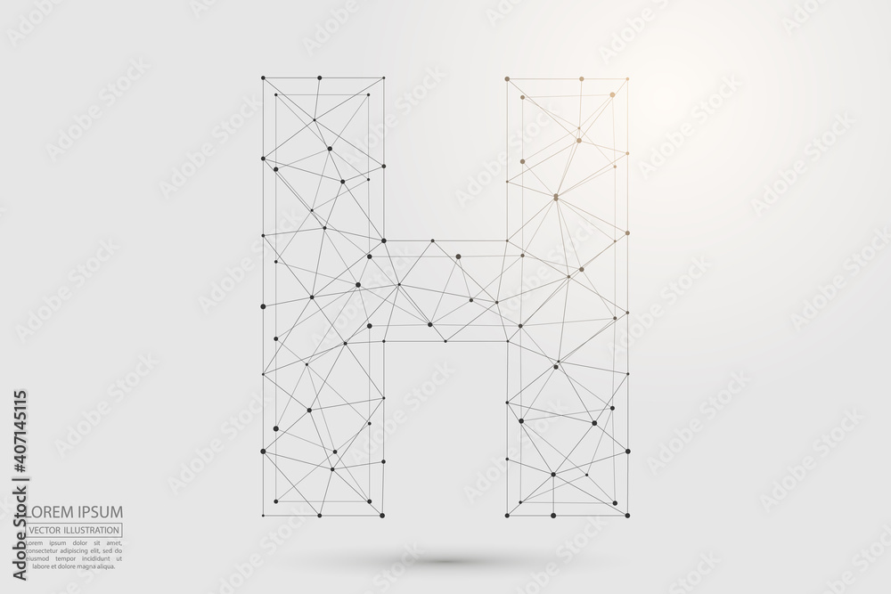 English letters abstract font consists 3d of triangles, lines, dots and connections. Vector illustration EPS 10.
