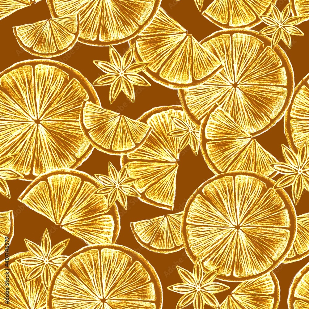 Citrus Fruits seamless pattern. Digital design for packaging, wallpaper, textile and fabric Citrus Fruits seamless pattern. Digital design for packaging, wallpaper, textile and fabric