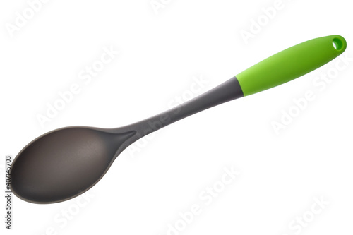 Silicone salad spoon isolated on white background