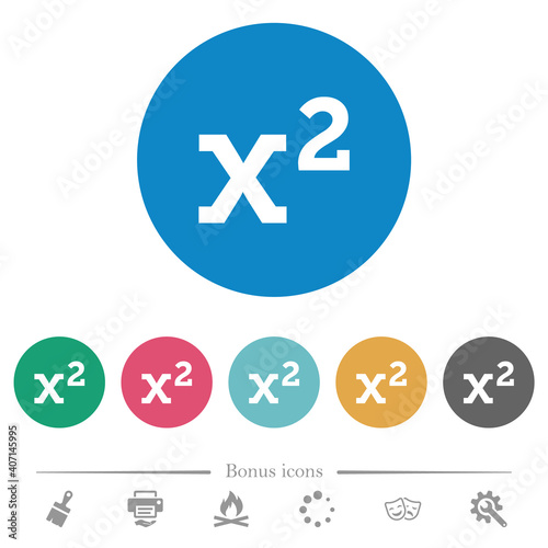 Math exponentiation flat round icons