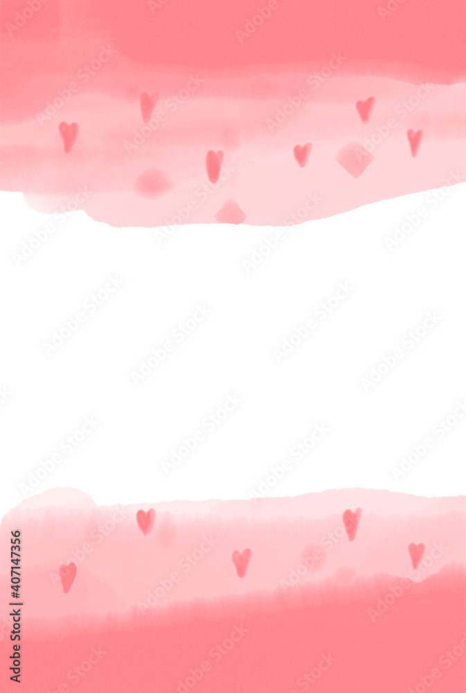 Watercolor background. Love, hearts. Delicate pink. It can be used to design postcards, wedding invitations, social networks