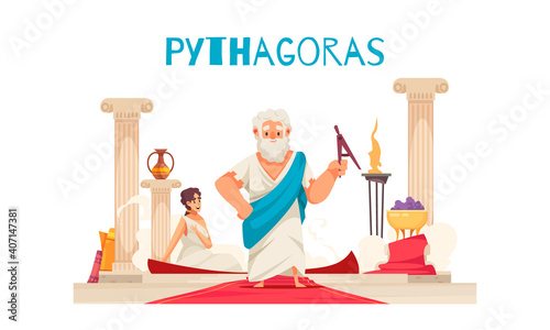 Pythagor Doodle Greece Composition