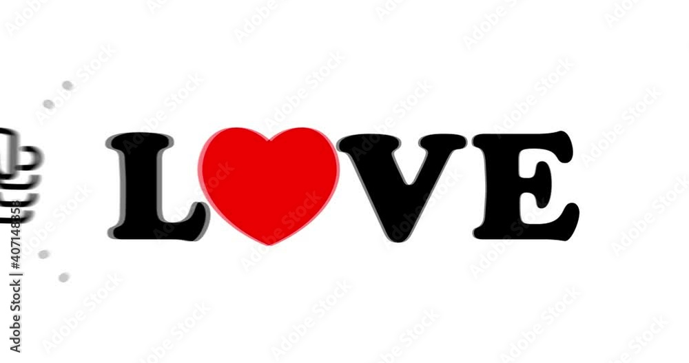 Animation of Love proof, icons hands and lettering.